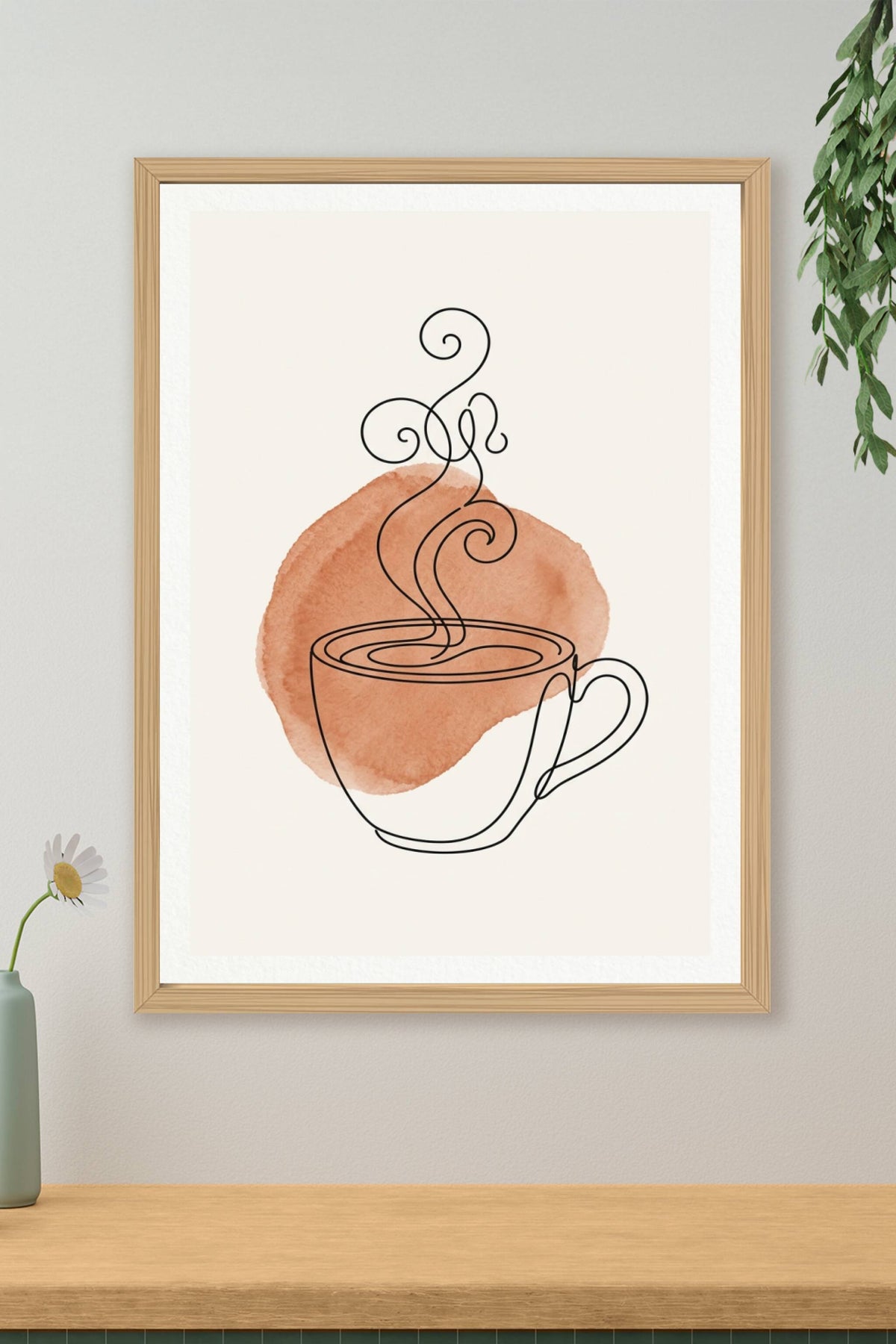 Poster de café, tasse line art