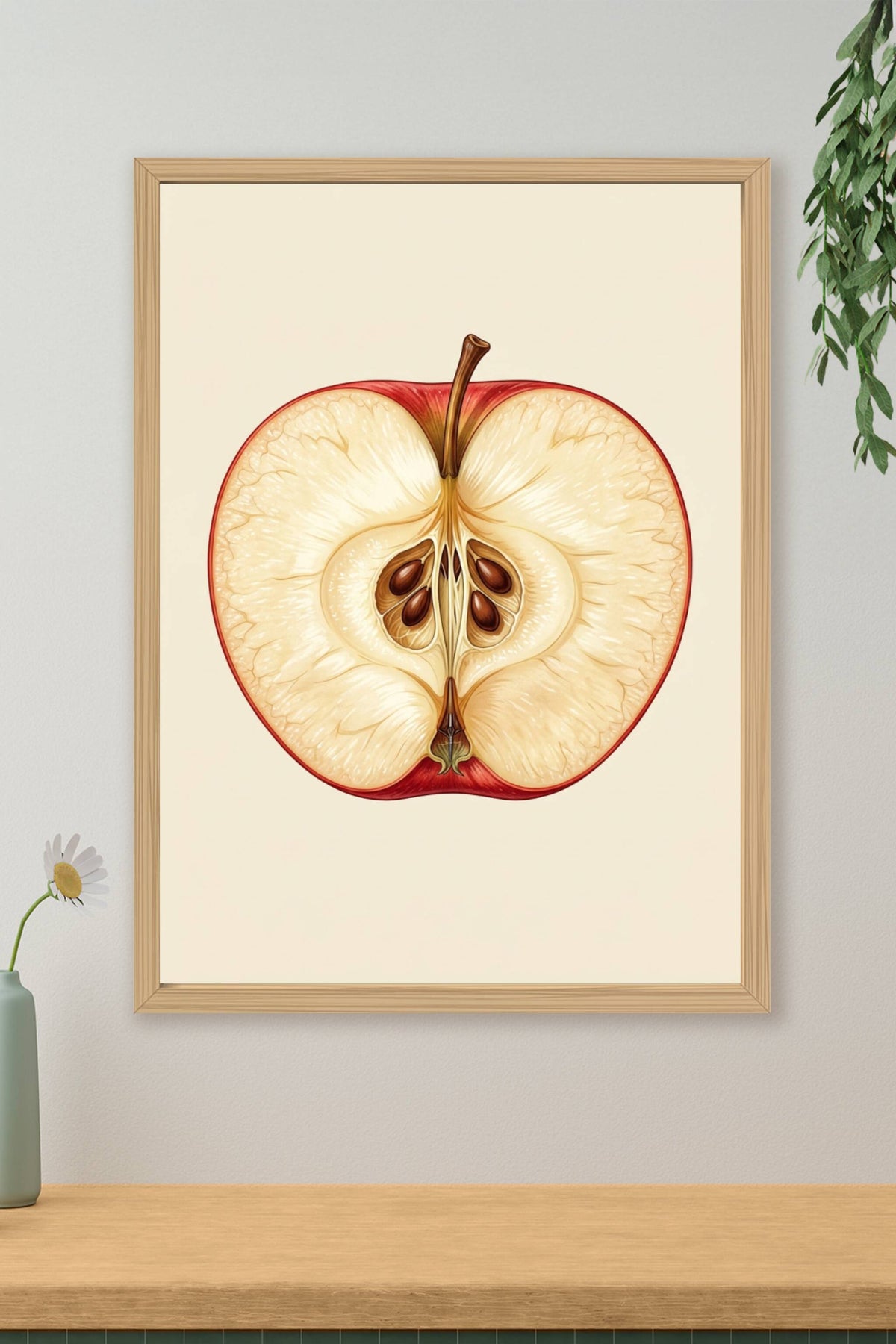Affiche de pomme, poster coupe de fruit