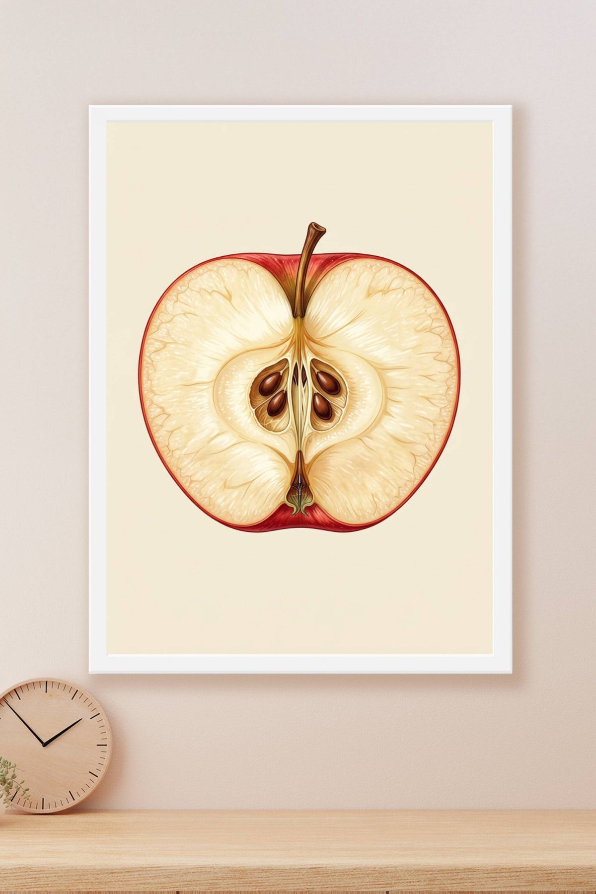 Affiche de pomme, poster coupe de fruit