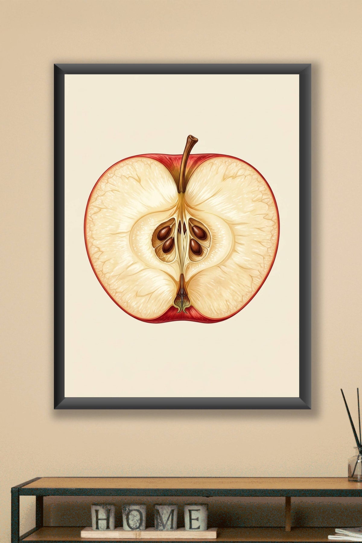 Affiche de pomme, poster coupe de fruit