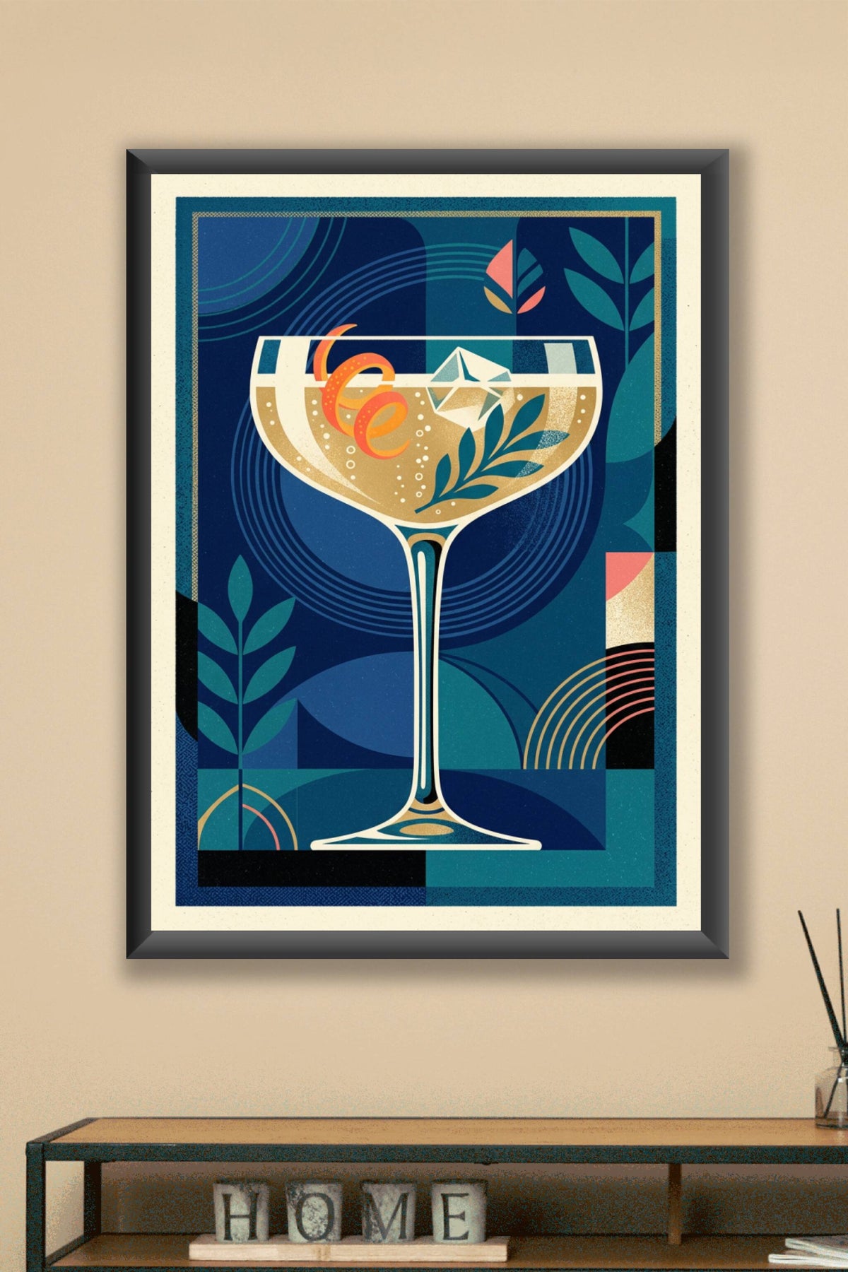 Affiche Cocktail de cuisine, poster Art Déco