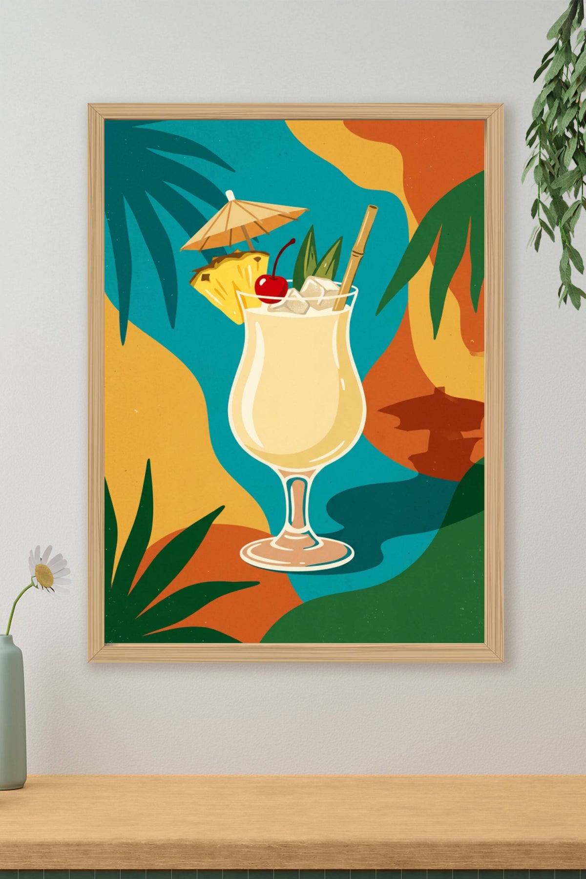 Affiche Piña Colada, poster cocktail exotique