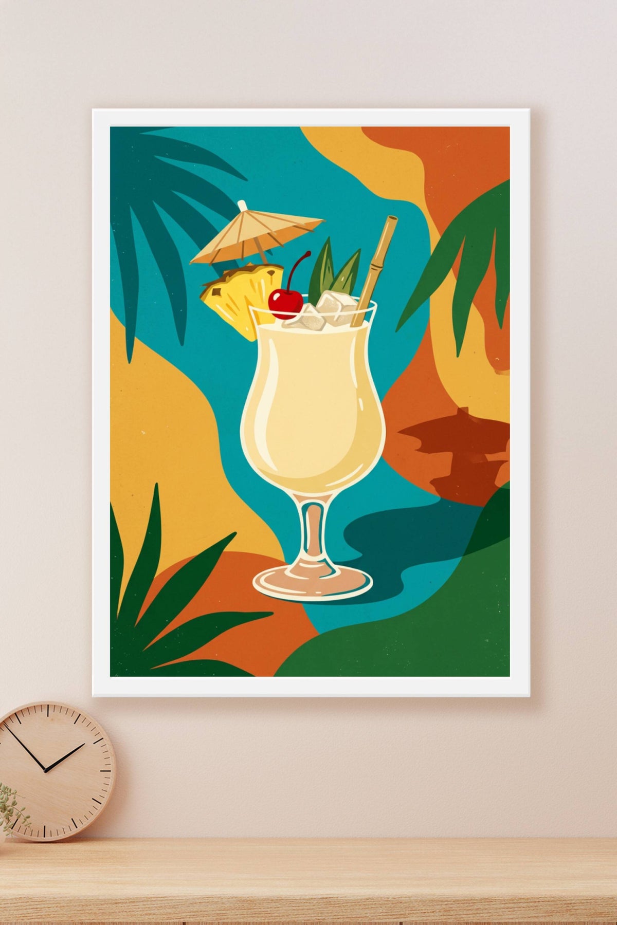 Affiche Piña Colada, poster cocktail exotique