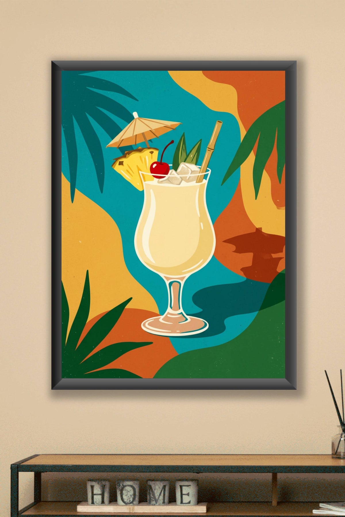 Affiche Piña Colada, poster cocktail exotique