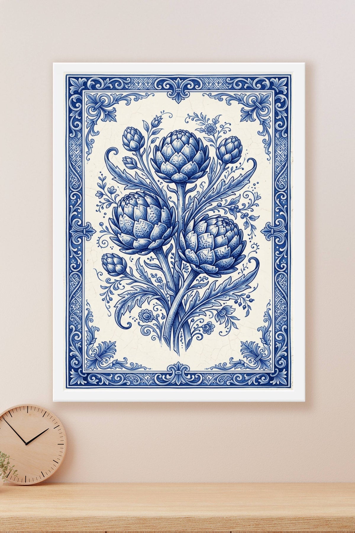 Affiche d'artichaut, poster azulejos bleu