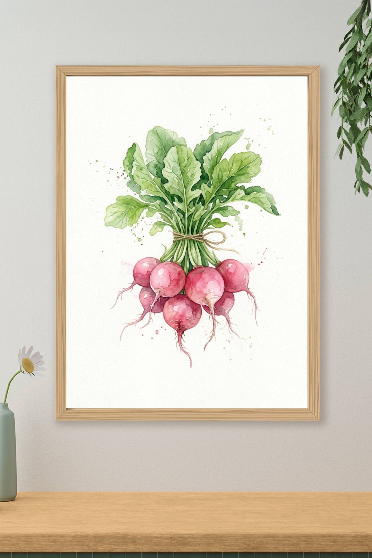 Affiche de radis, poster aquarelle cuisine