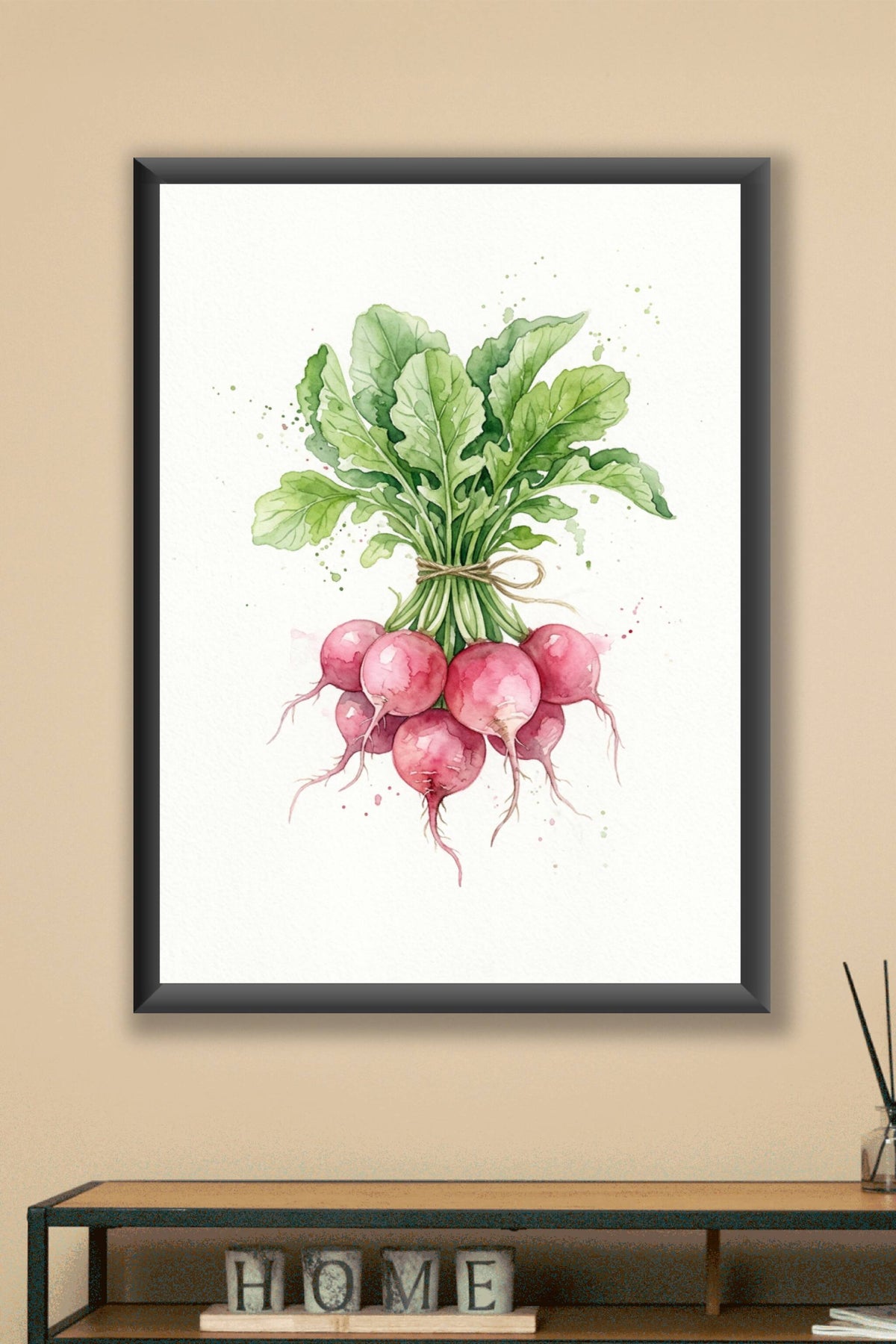 Affiche de radis, poster aquarelle cuisine