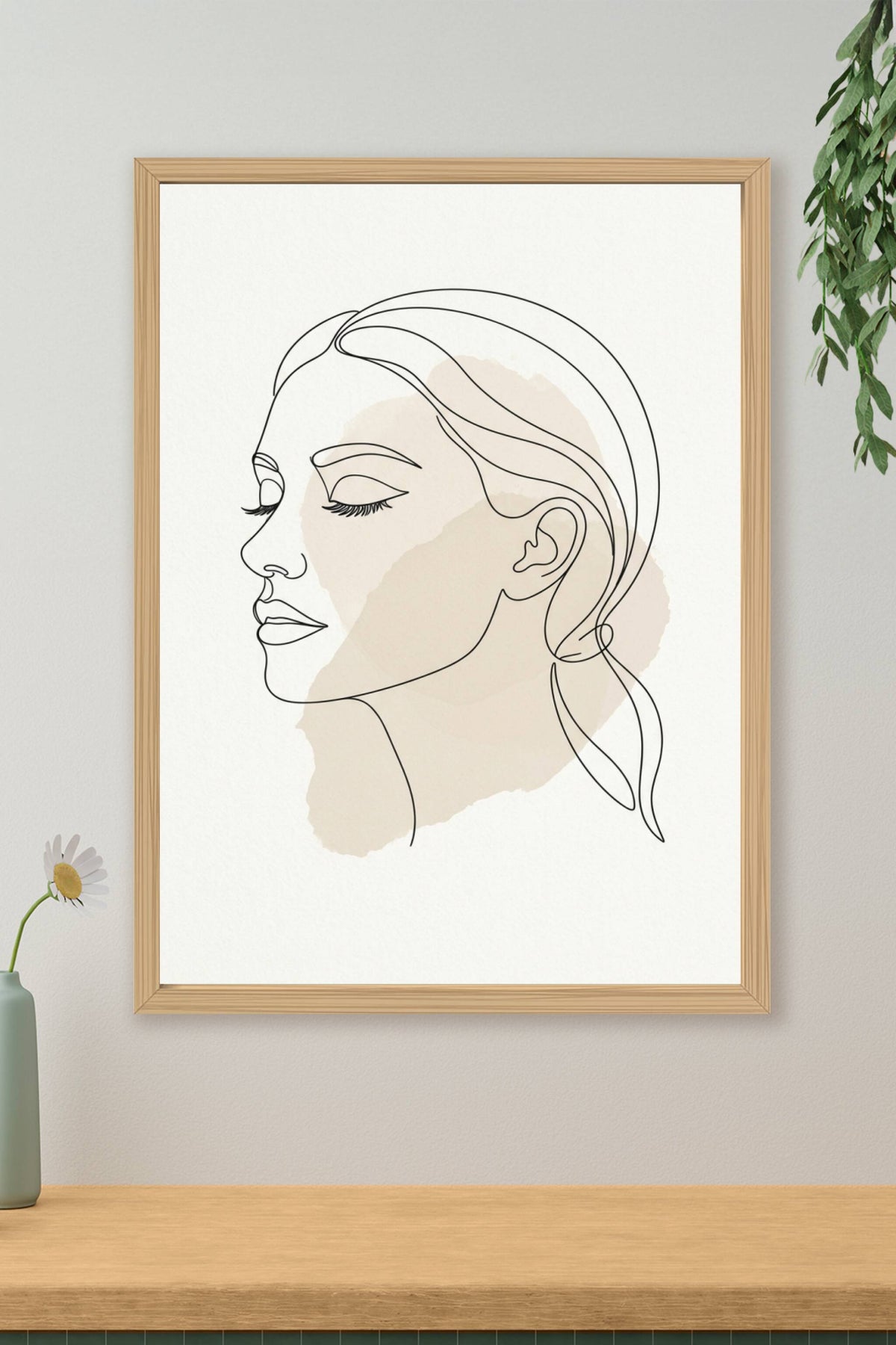 Affiche Chambre Visage Féminin - Poster Line Art