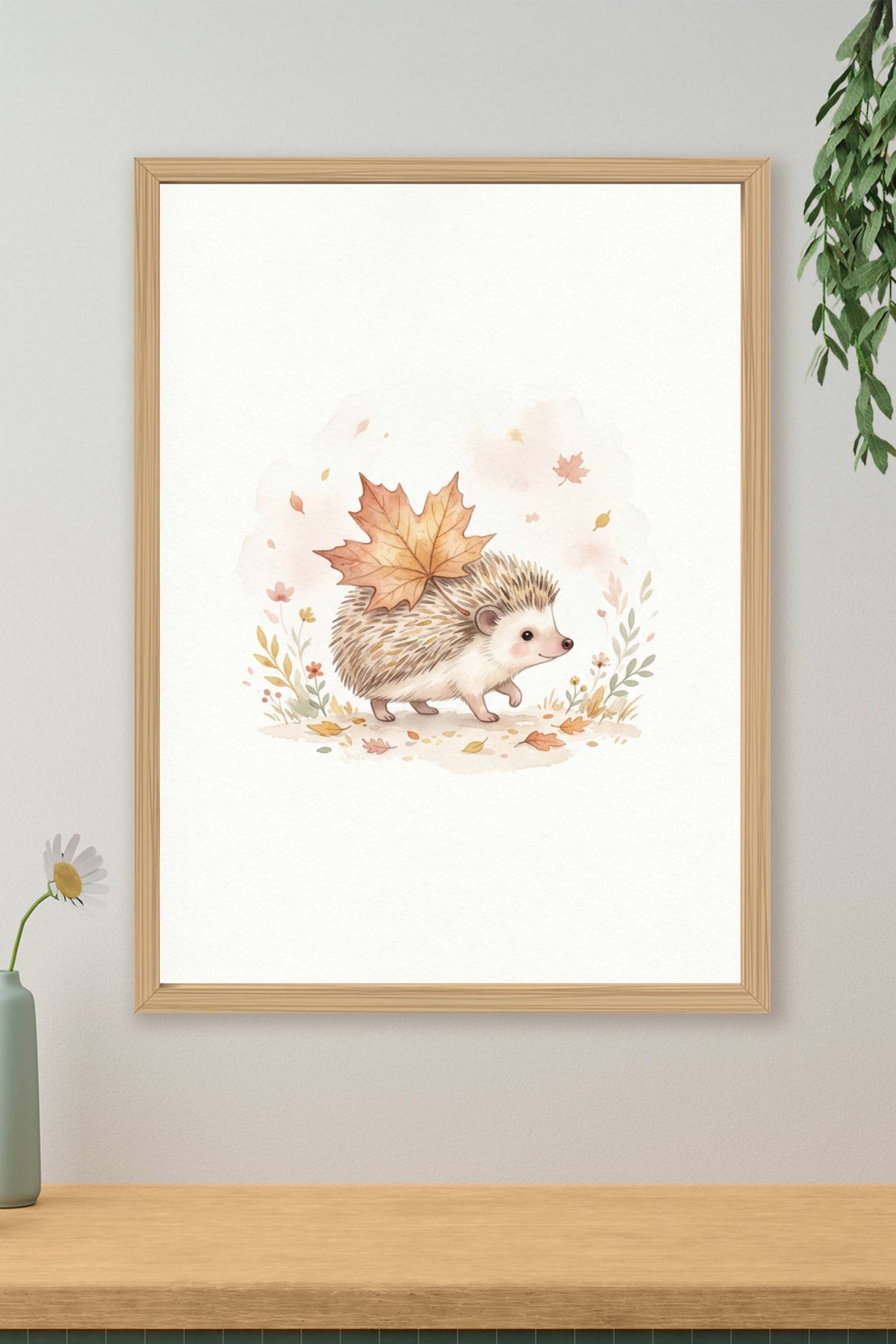 Affiche Chambre Bébé Hérisson - Poster Aquarelle