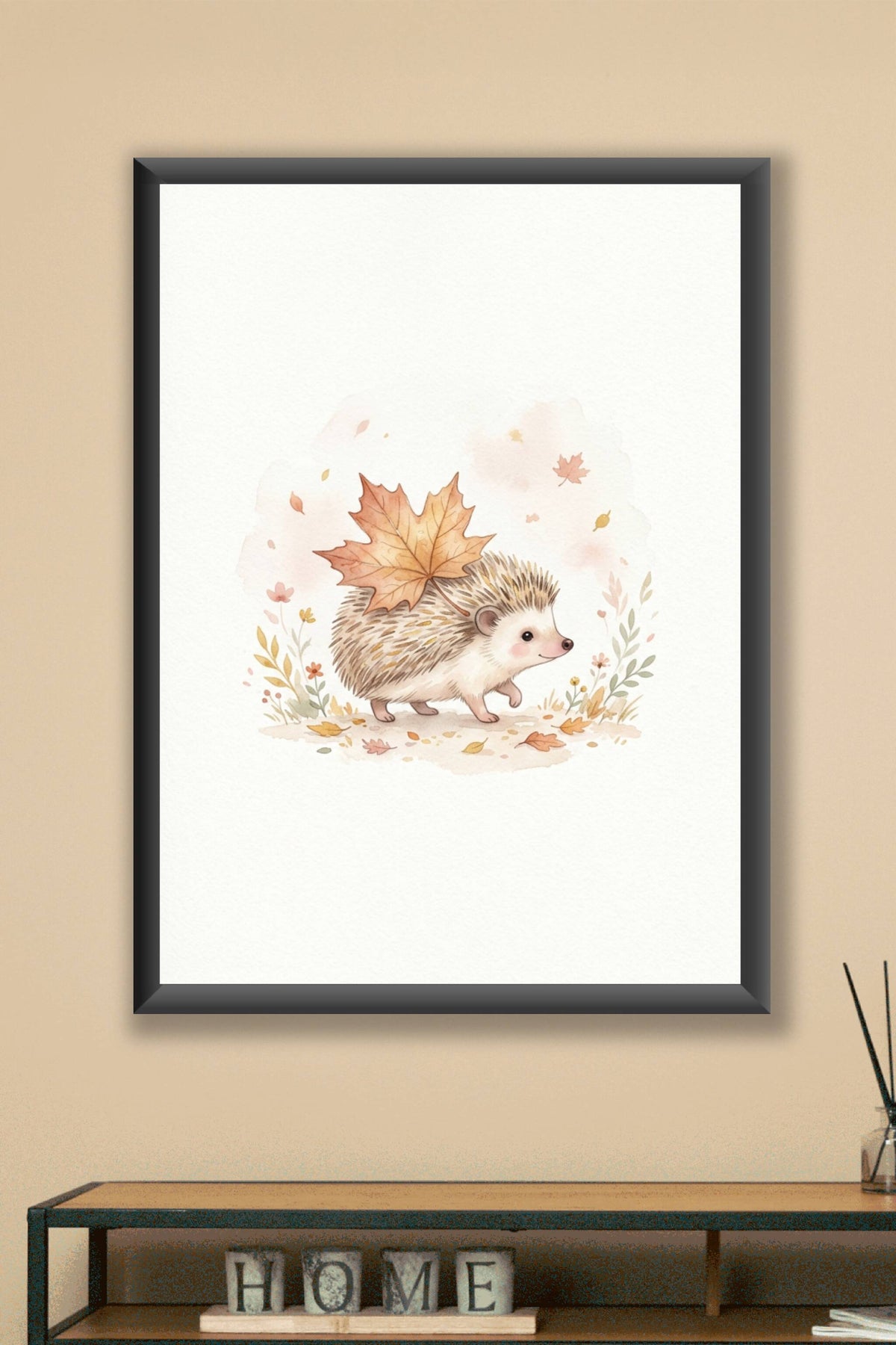 Affiche Chambre Bébé Hérisson - Poster Aquarelle