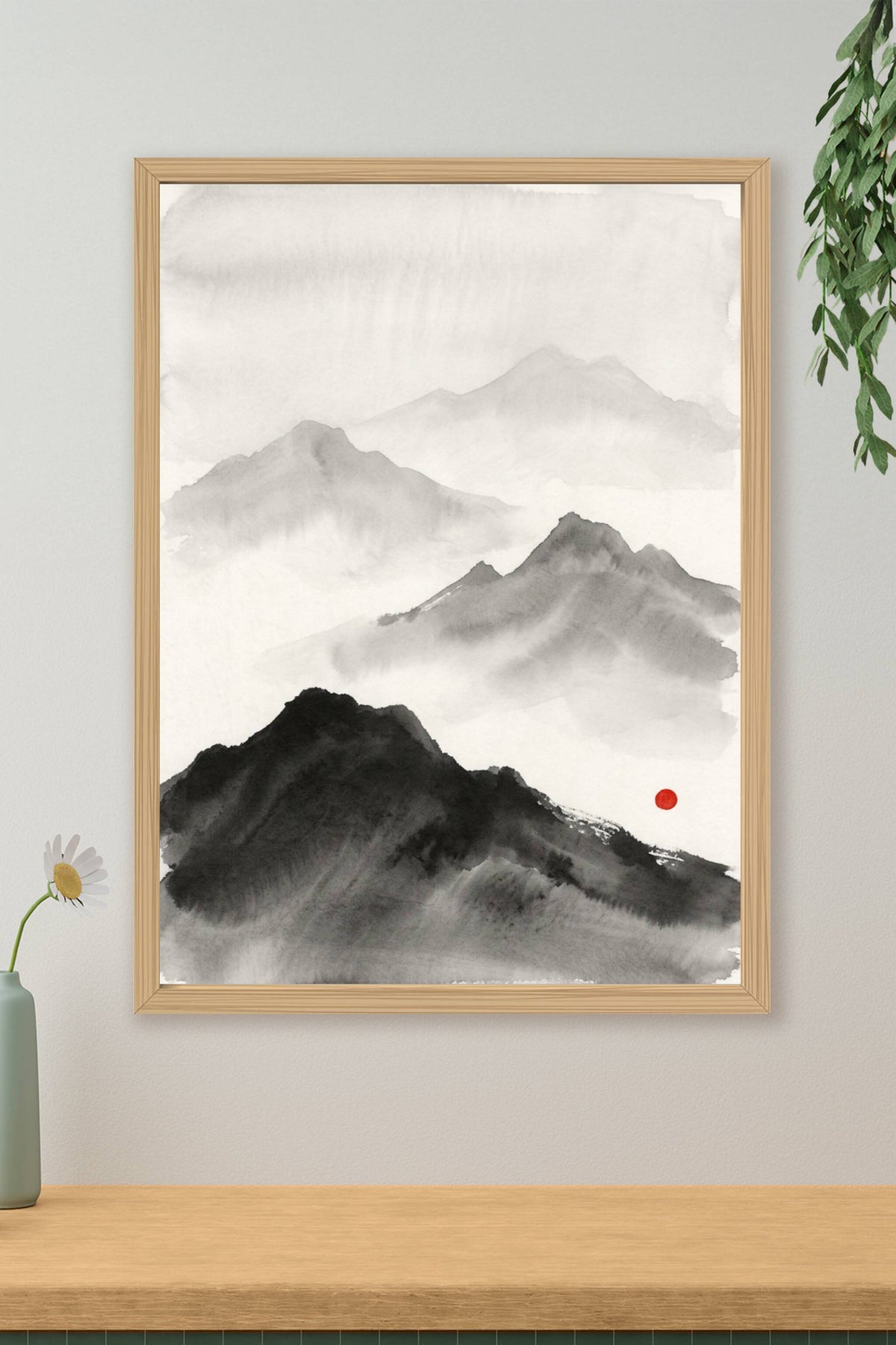 Affiche Chambre Montagnes Encre - Poster Zen