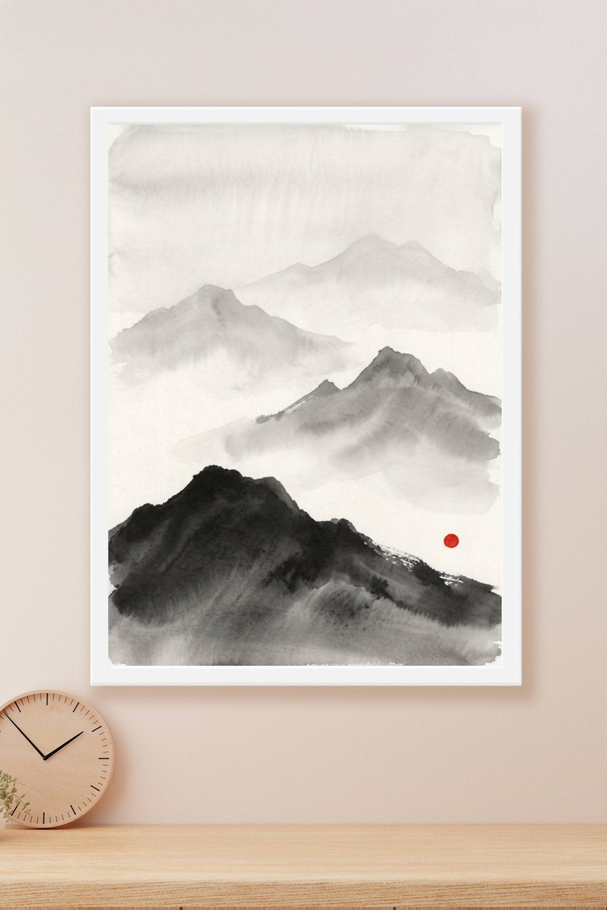 Affiche Chambre Montagnes Encre - Poster Zen