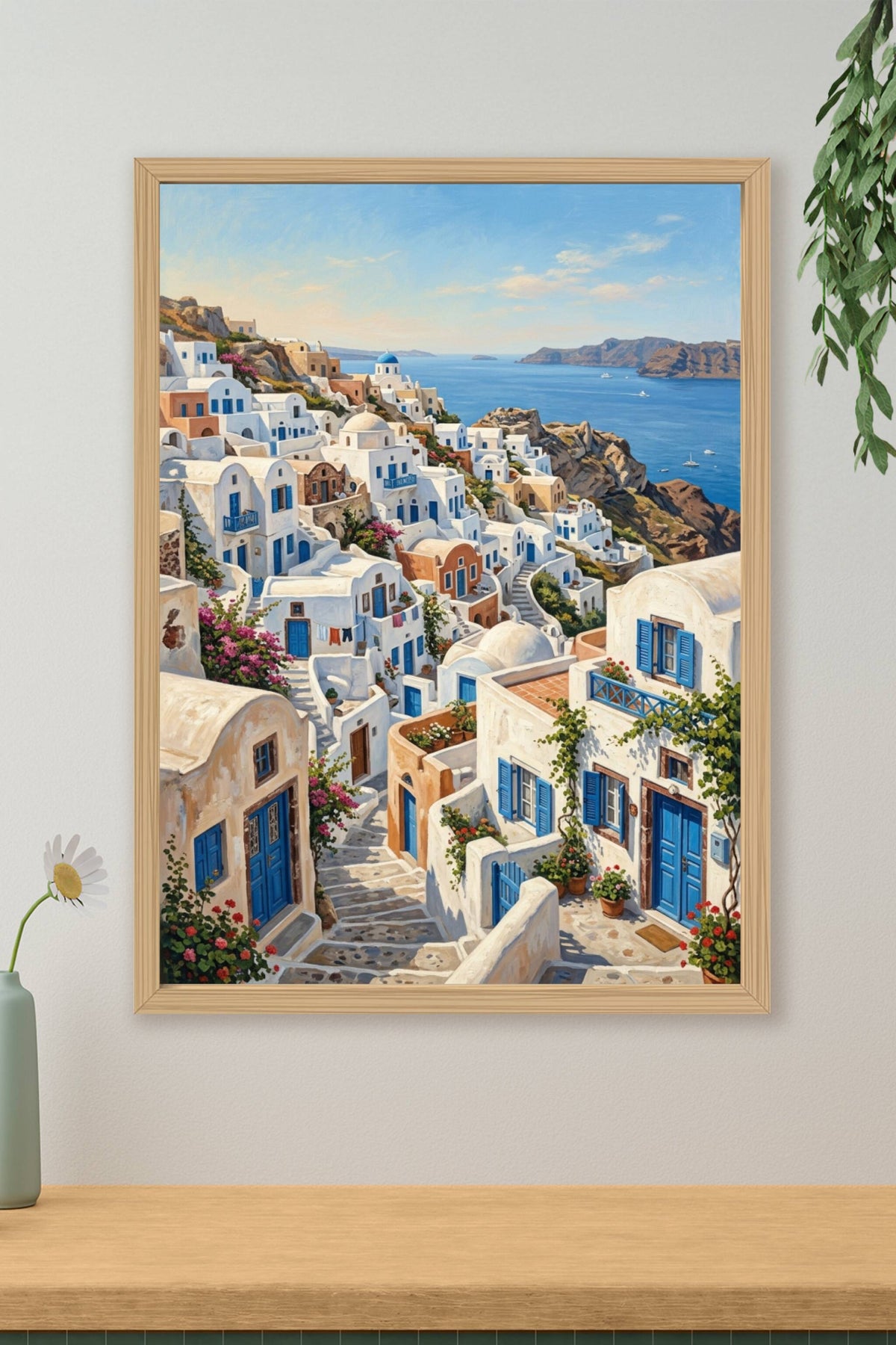 Affiche Chambre Village Blanc - Poster Méditerranée