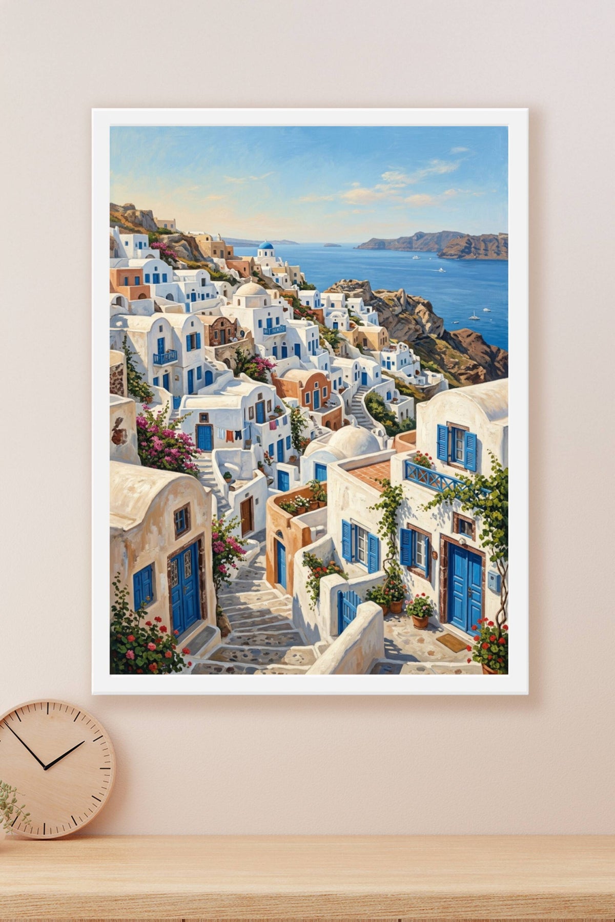 Affiche Chambre Village Blanc - Poster Méditerranée