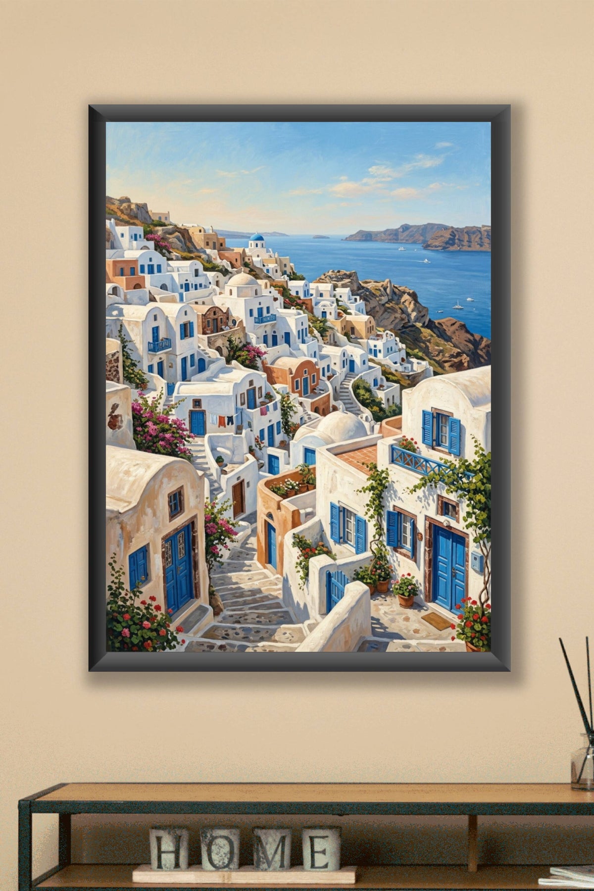 Affiche Chambre Village Blanc - Poster Méditerranée