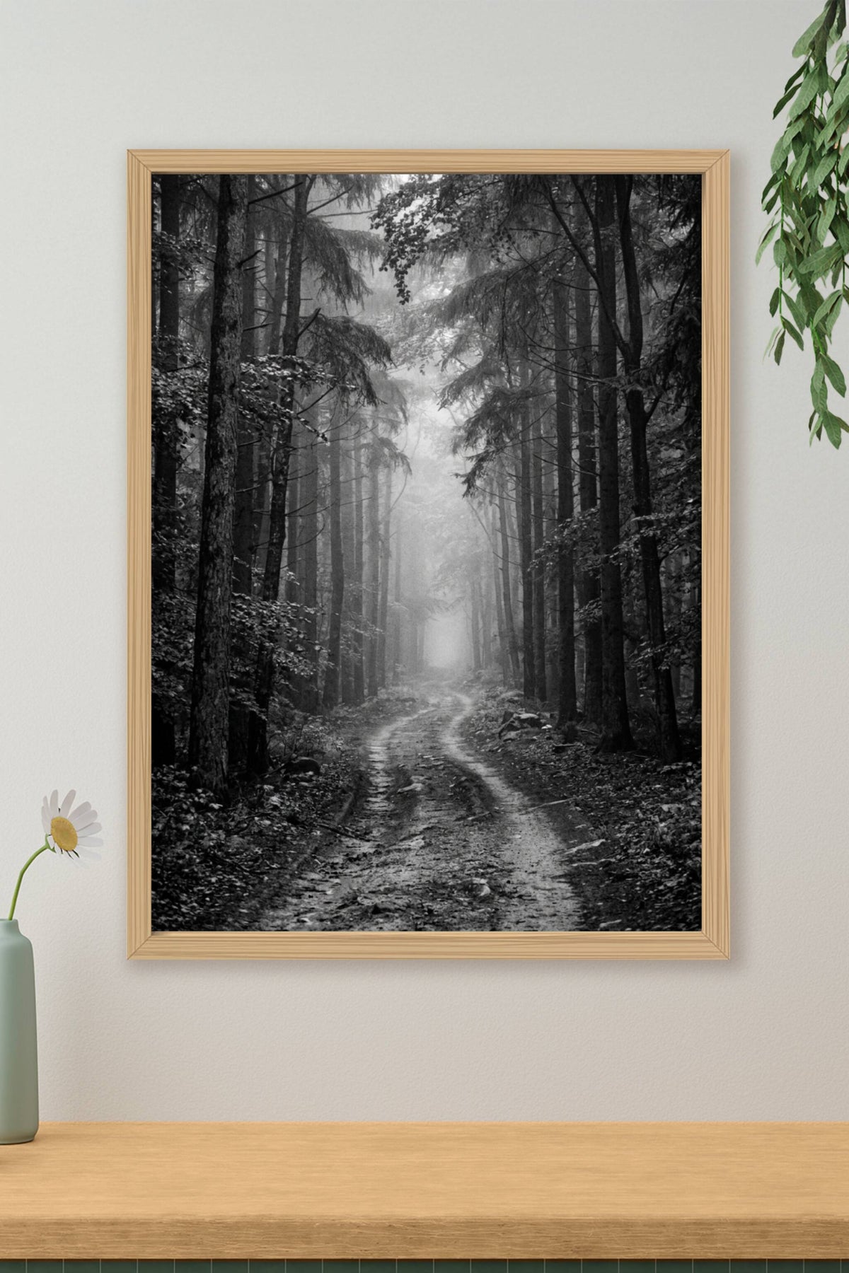 Affiche Chambre Forêt Brumeuse - Poster Noir et Blanc