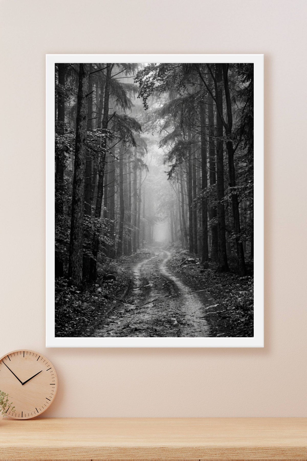 Affiche Chambre Forêt Brumeuse - Poster Noir et Blanc