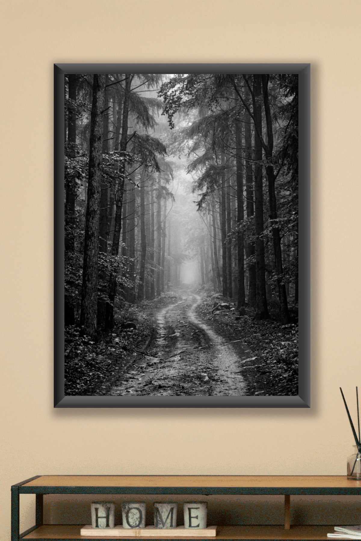 Affiche Chambre Forêt Brumeuse - Poster Noir et Blanc