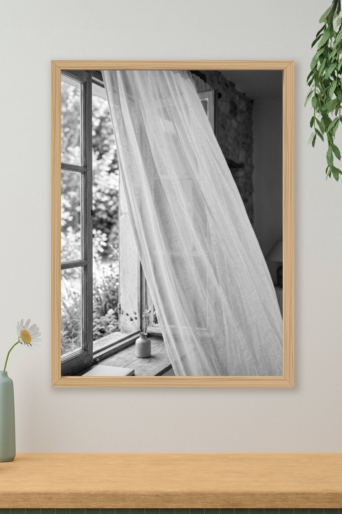 Affiche Chambre Rideau de Lin - Poster Noir et Blanc