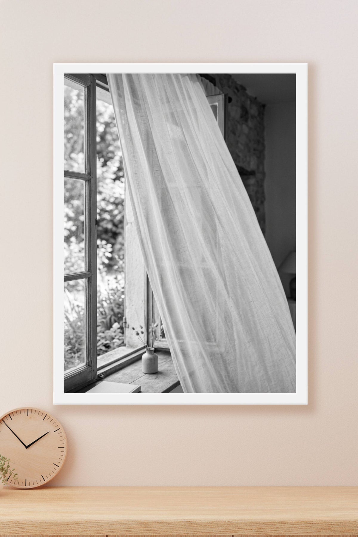 Affiche Chambre Rideau de Lin - Poster Noir et Blanc
