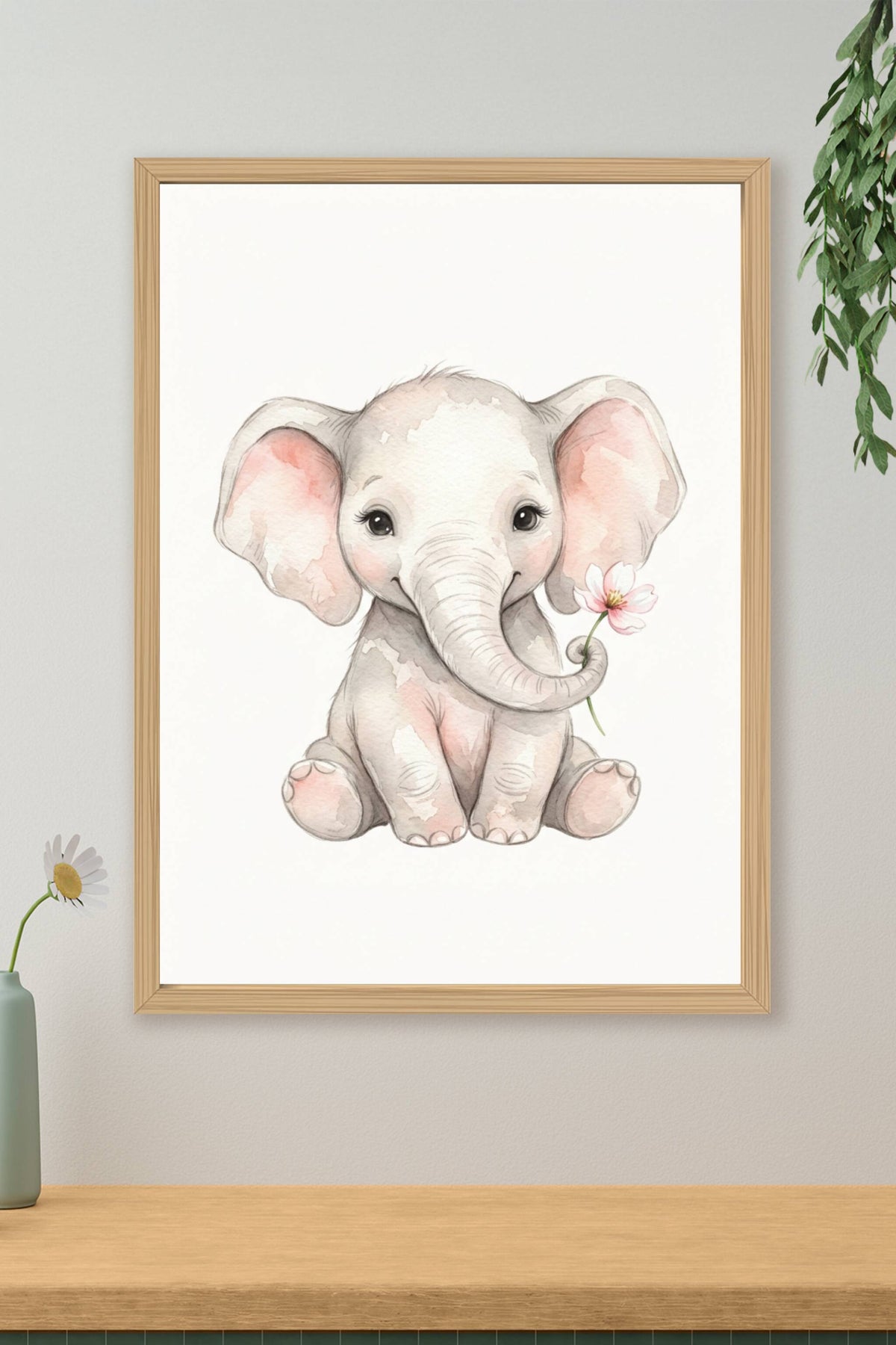 Affiche Chambre Bébé Éléphant - Poster Aquarelle