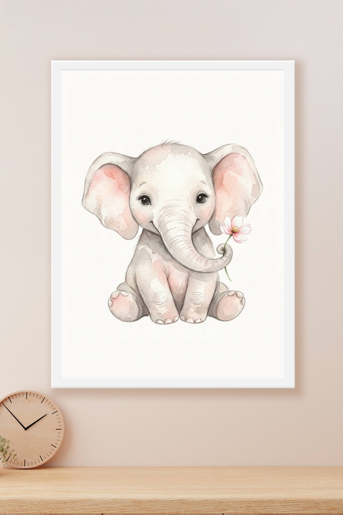 Affiche Chambre Bébé Éléphant - Poster Aquarelle