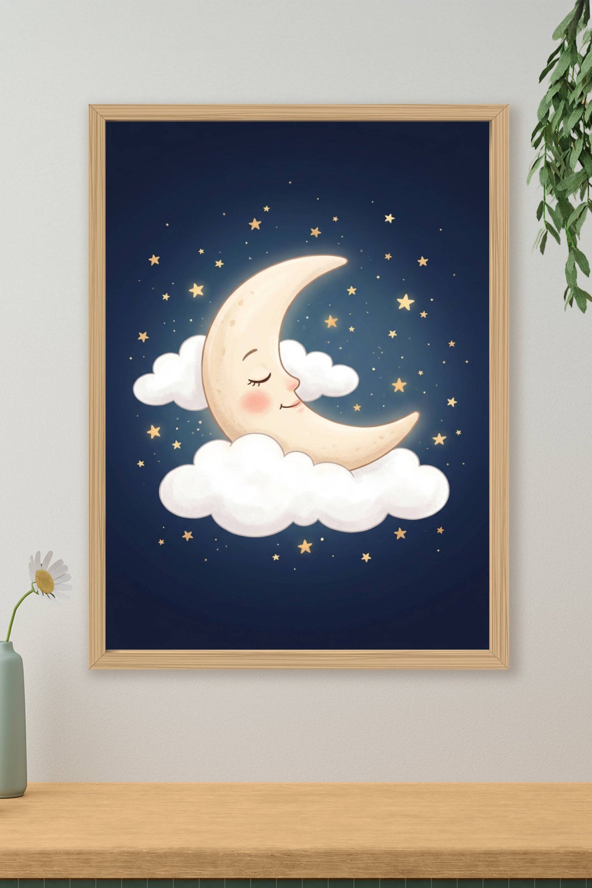 Affiche Chambre Bébé Lune Bonne Nuit - Poster Céleste