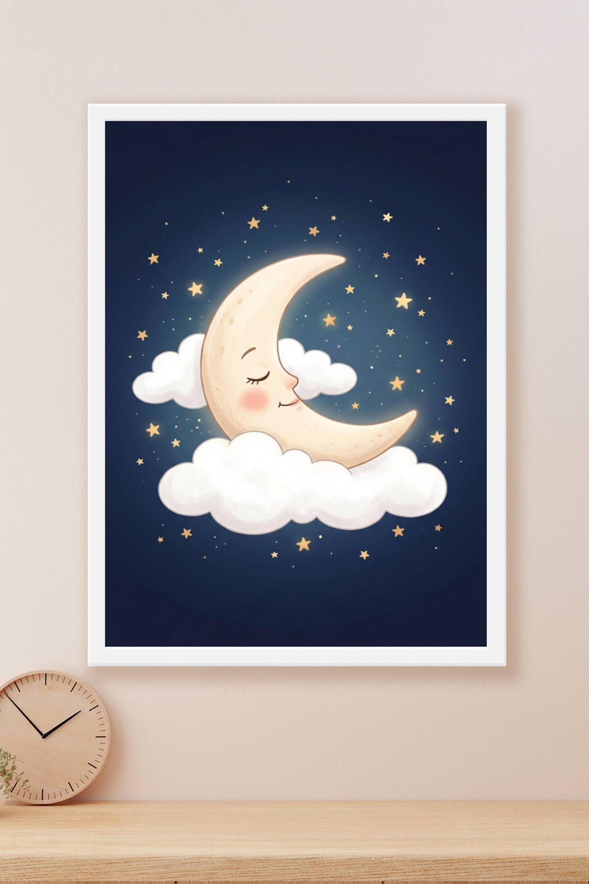 Affiche Chambre Bébé Lune Bonne Nuit - Poster Céleste