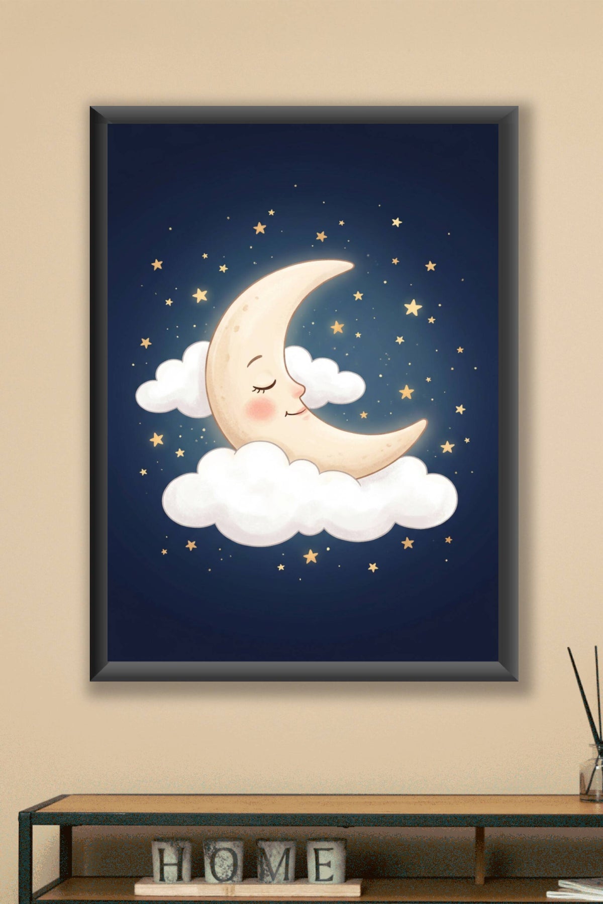 Affiche Chambre Bébé Lune Bonne Nuit - Poster Céleste