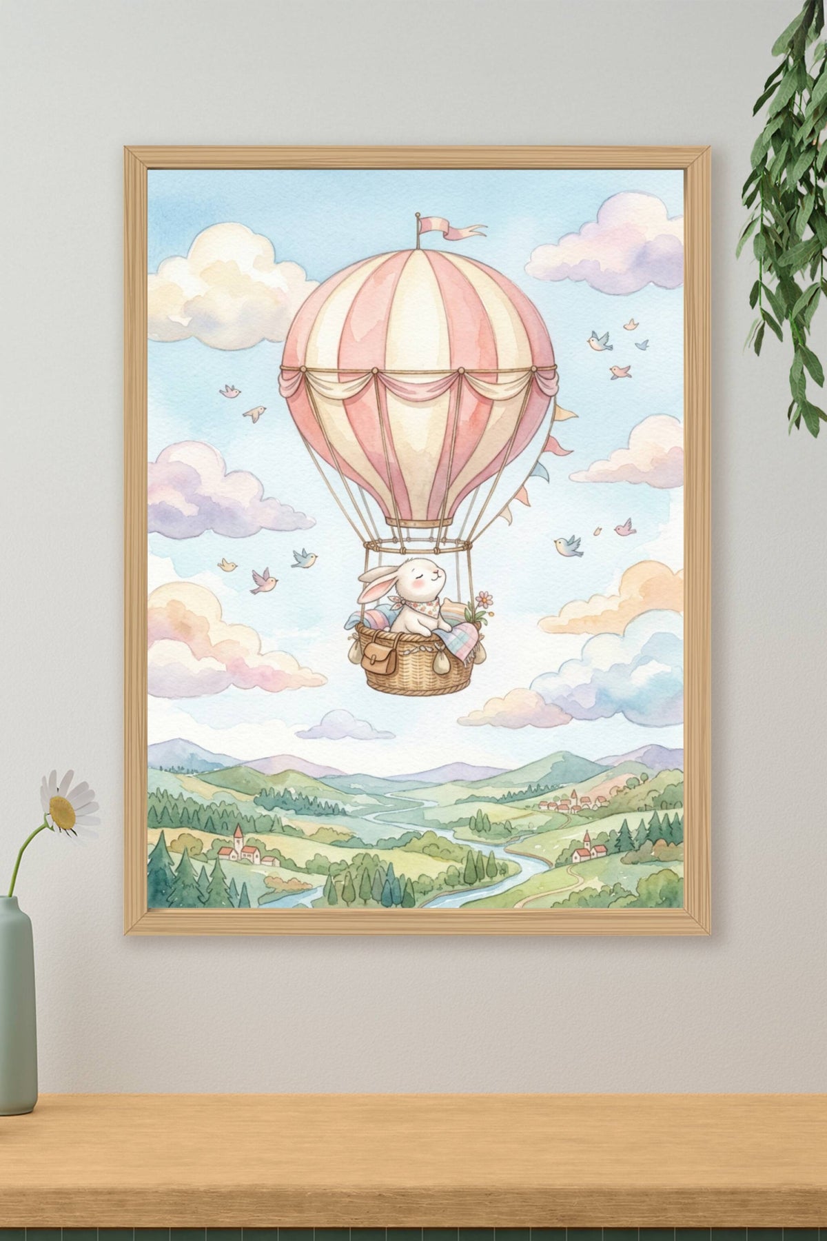 Affiche Chambre Bébé Montgolfière - Poster Voyage
