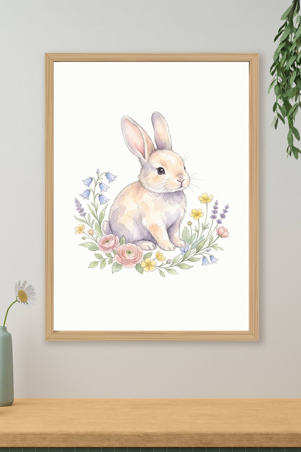 Affiche Chambre Bébé Lapin - Poster Aquarelle