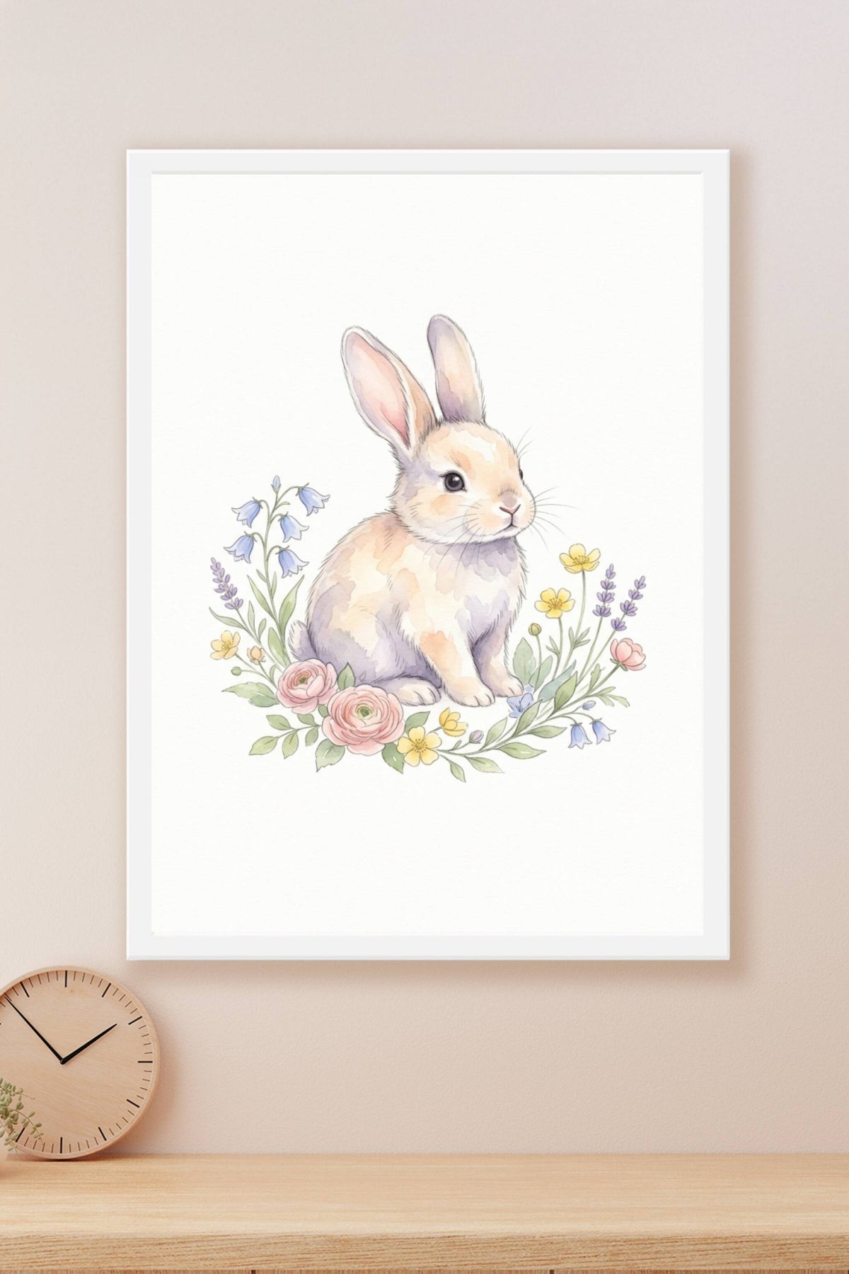 Affiche Chambre Bébé Lapin - Poster Aquarelle