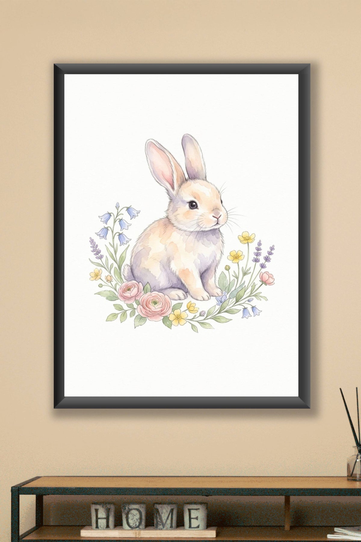 Affiche Chambre Bébé Lapin - Poster Aquarelle