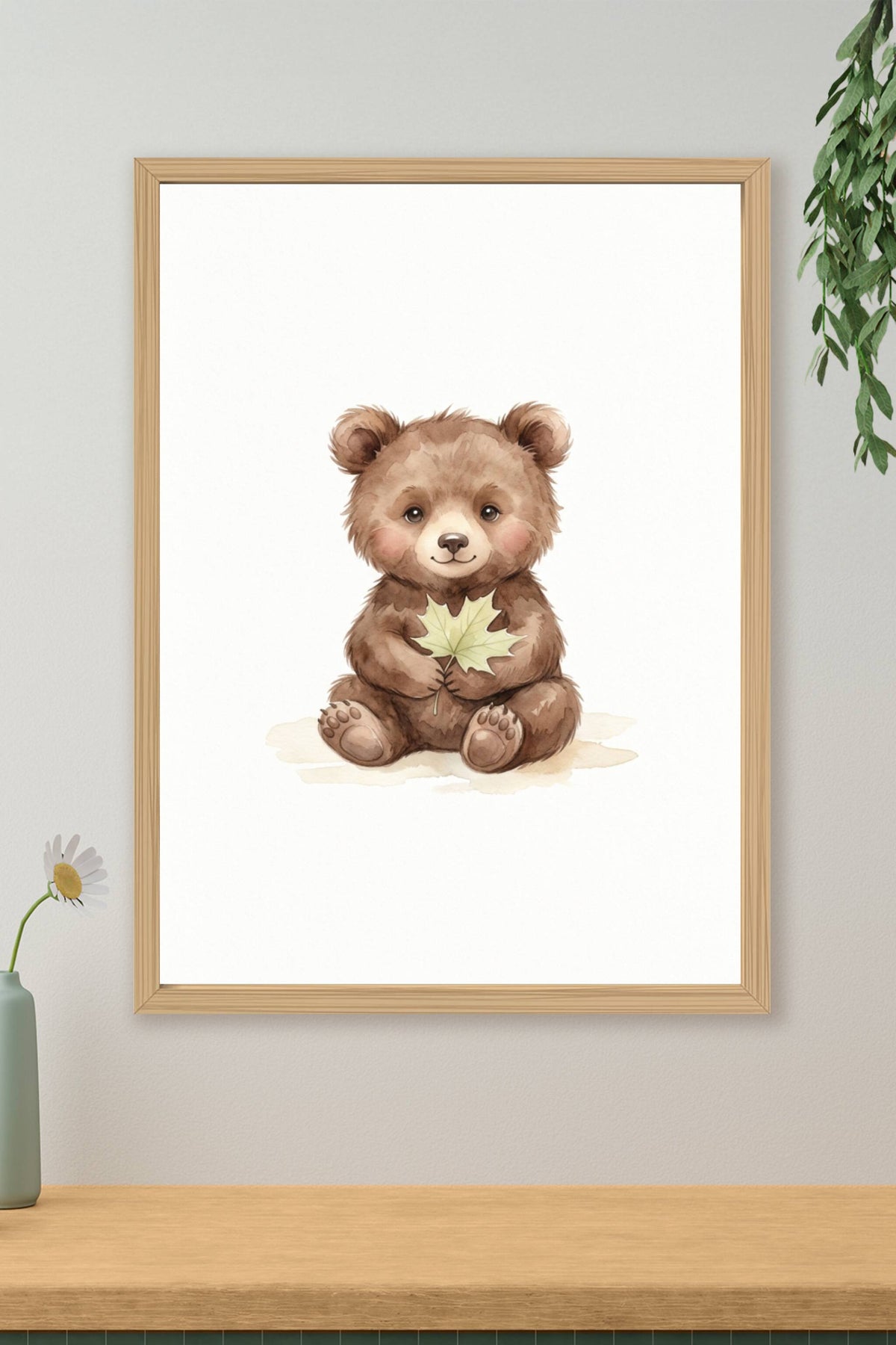 Affiche Chambre Bébé Ourson - Poster Aquarelle
