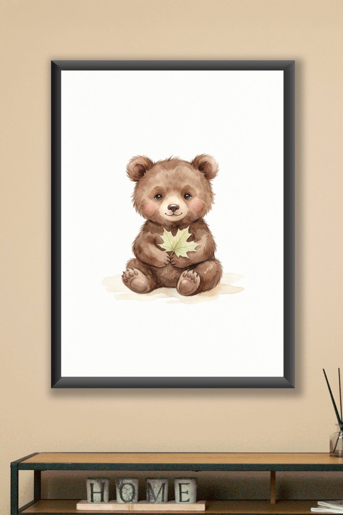 Affiche Chambre Bébé Ourson - Poster Aquarelle