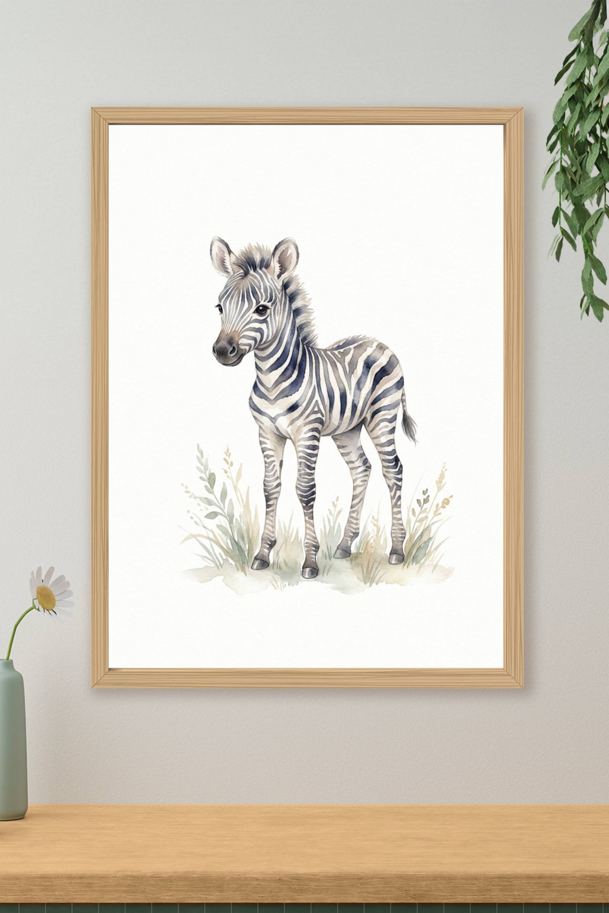 Affiche Chambre Bébé Zèbre - Poster Aquarelle