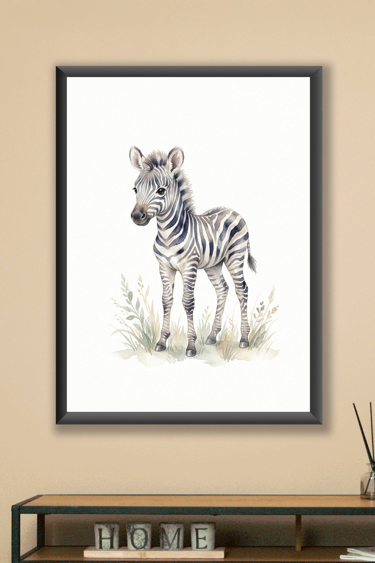 Affiche Chambre Bébé Zèbre - Poster Aquarelle