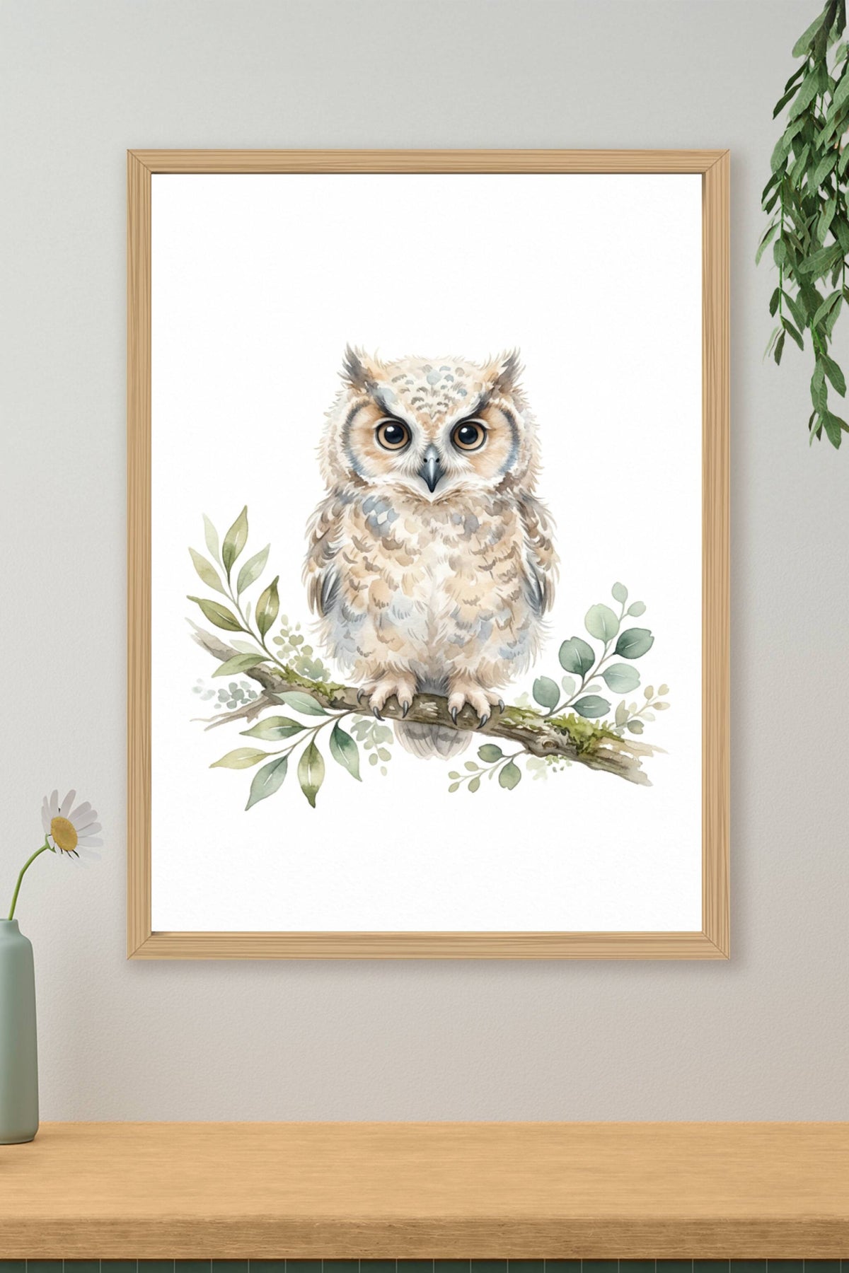 Affiche Chambre Bébé Chouette - Poster Aquarelle