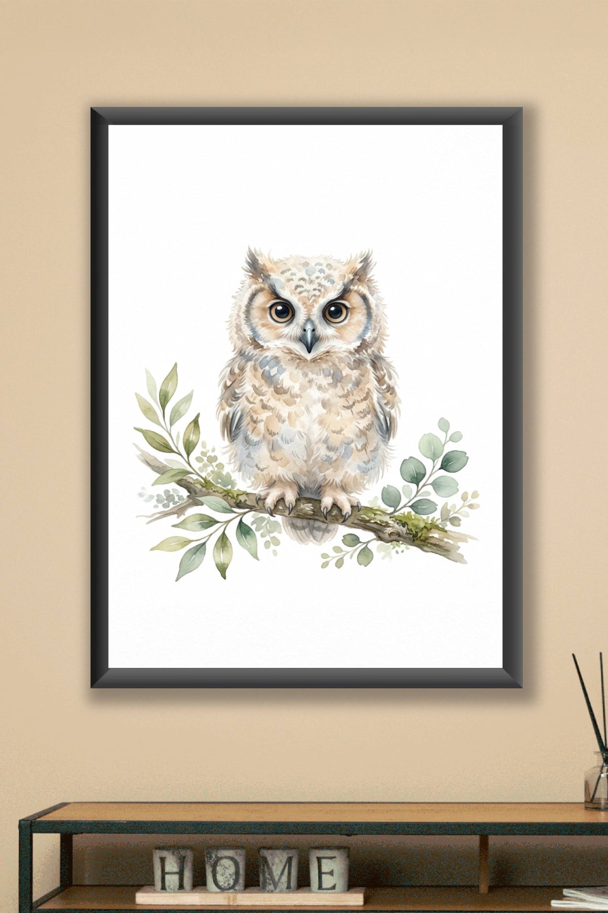 Affiche Chambre Bébé Chouette - Poster Aquarelle