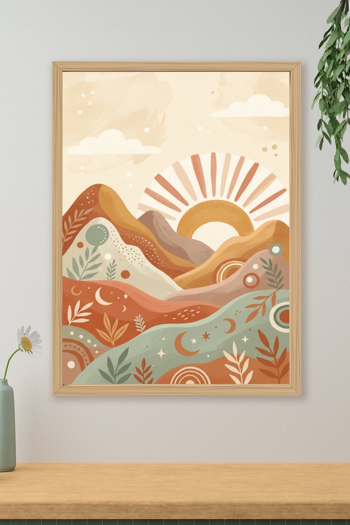 Affiche Chambre Bébé Montagnes Boho - Poster Boho