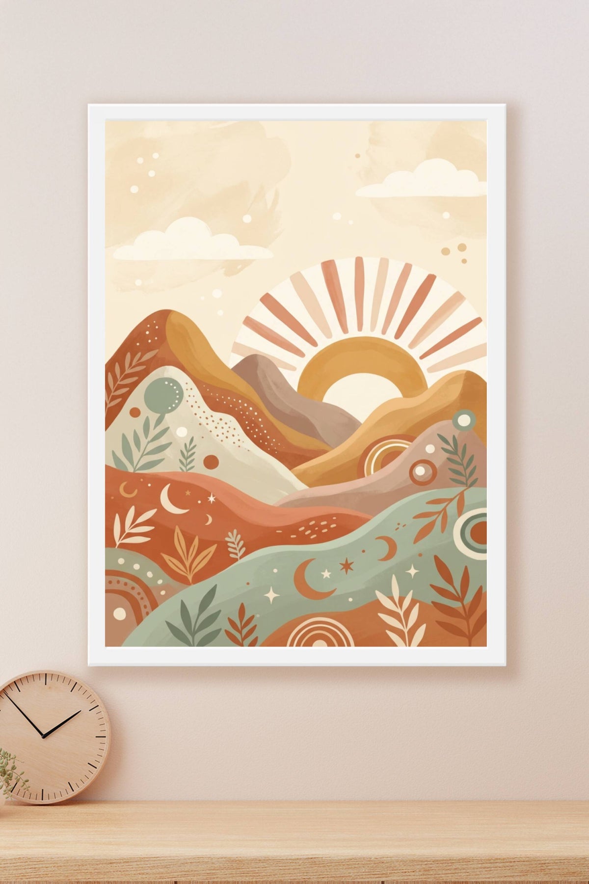 Affiche Chambre Bébé Montagnes Boho - Poster Boho