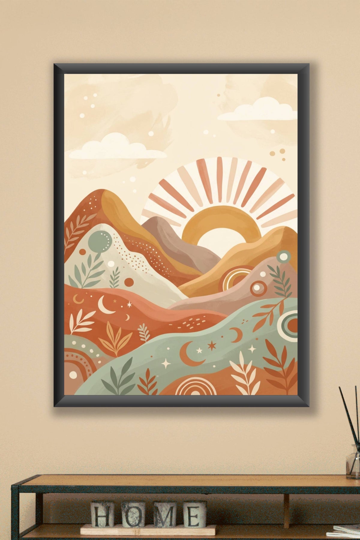 Affiche Chambre Bébé Montagnes Boho - Poster Boho
