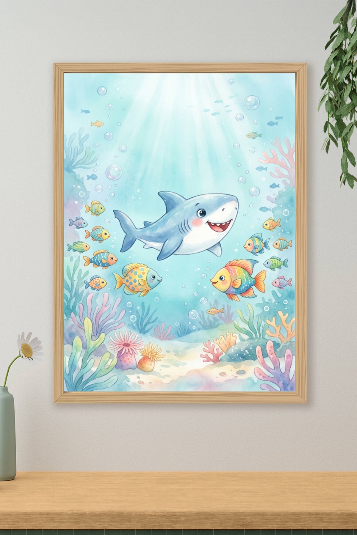 Affiche Chambre Enfant Requin Gentil - Poster Océan