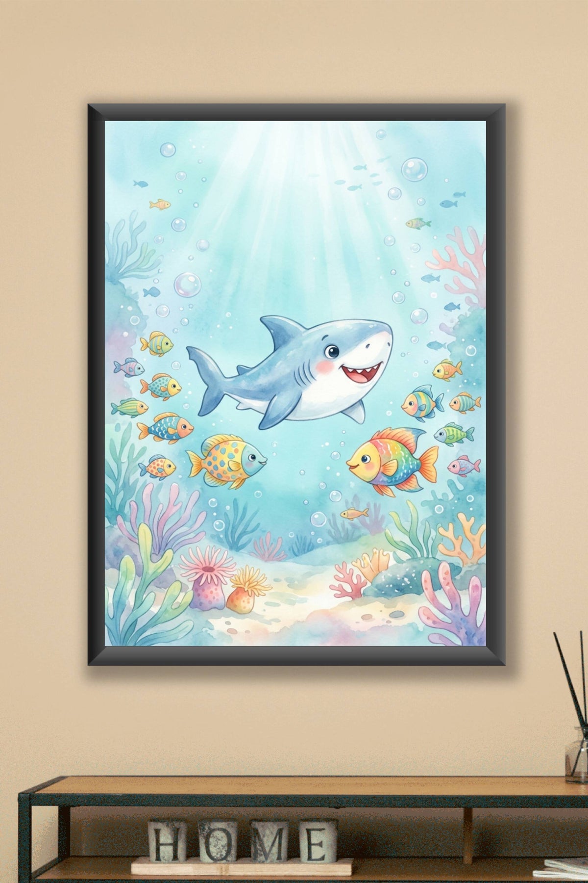Affiche Chambre Enfant Requin Gentil - Poster Océan
