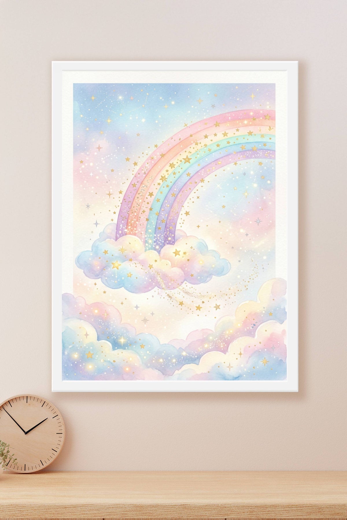 Affiche Chambre Enfant Arc-en-Ciel Étoilé - Poster Féerique