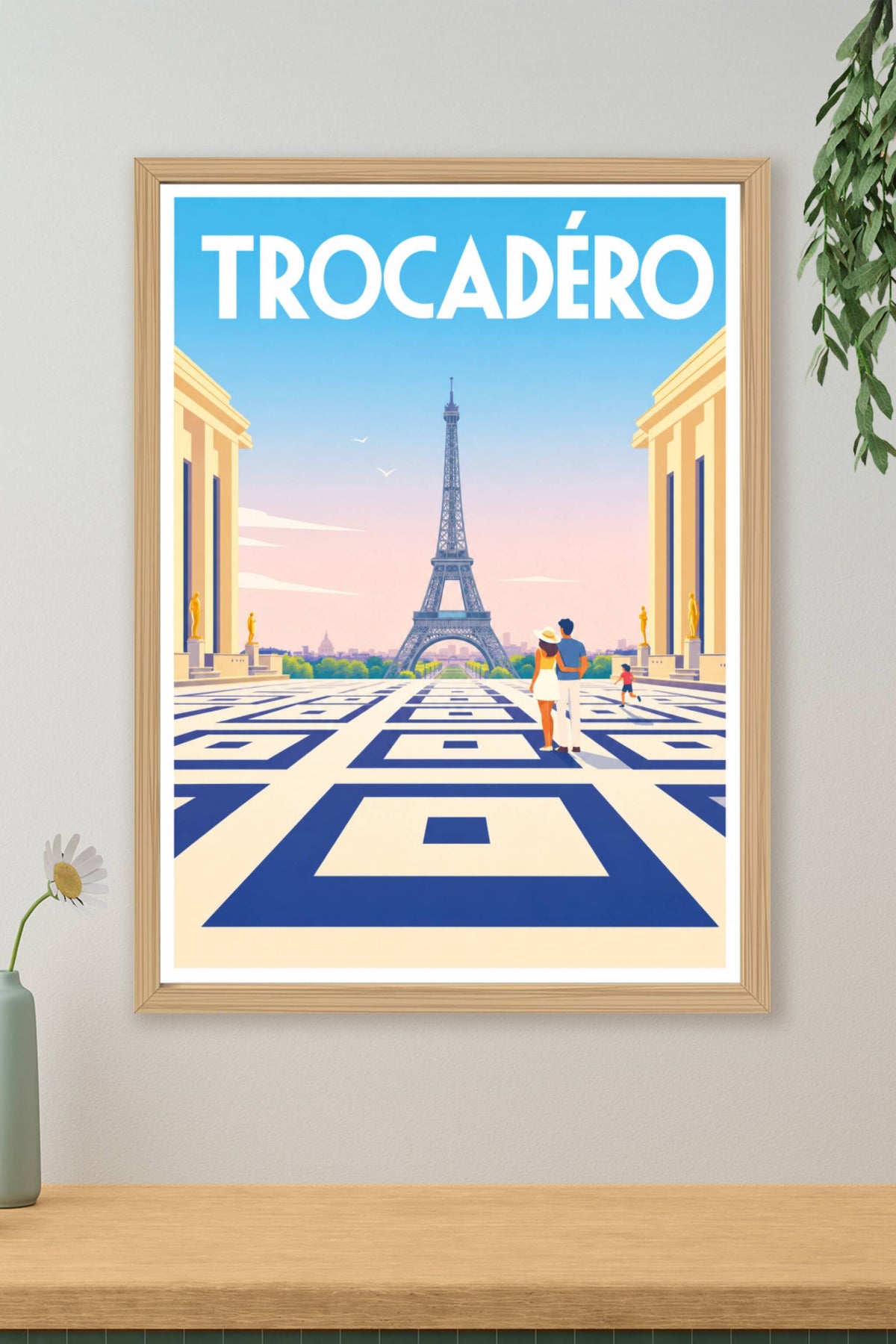 Affiche du Trocadéro, poster Paris Tour Eiffel