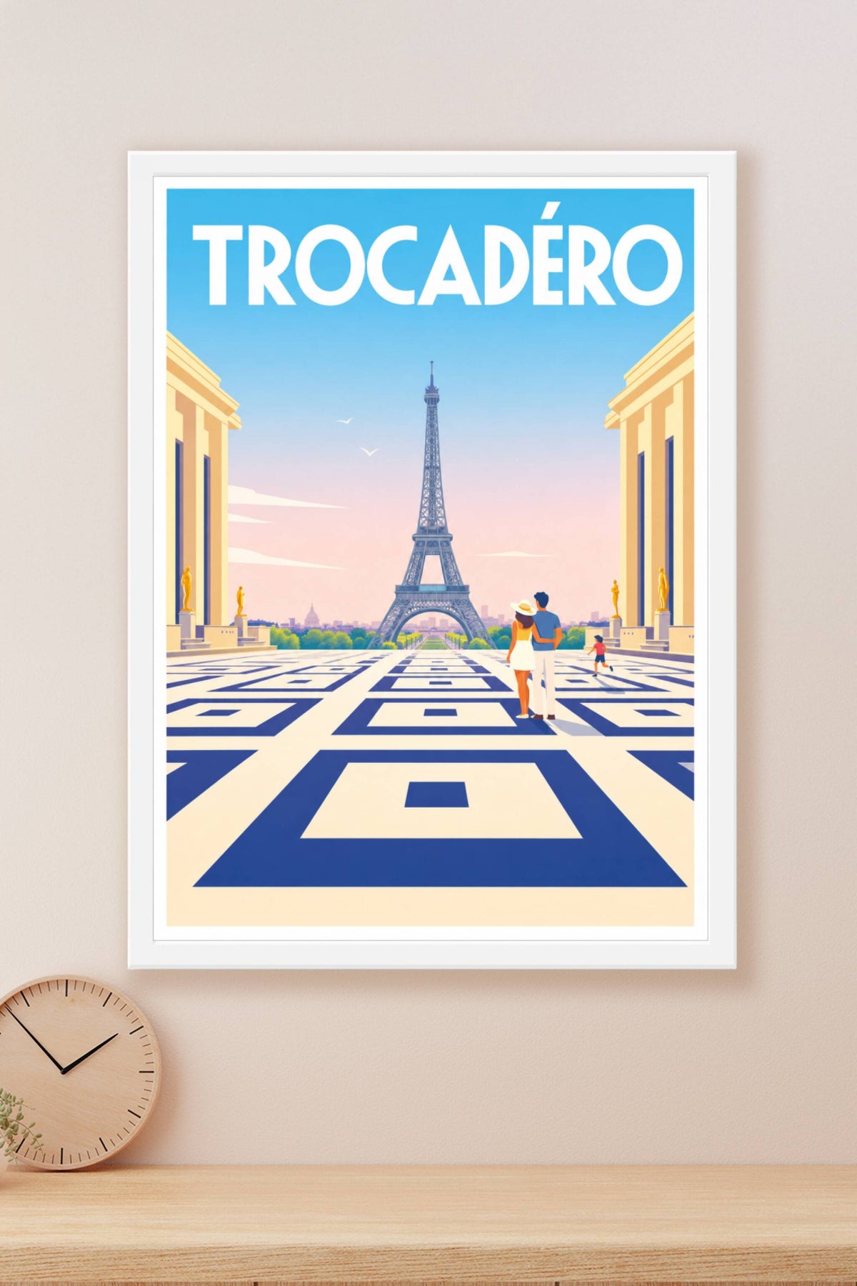 Affiche du Trocadéro, poster Paris Tour Eiffel