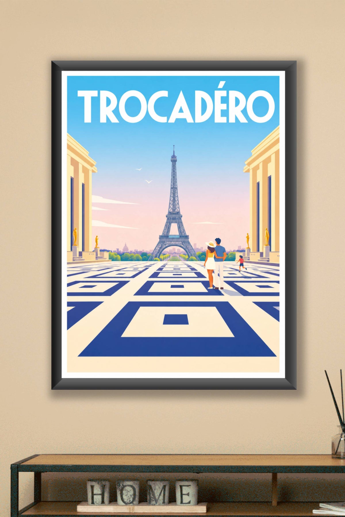 Affiche du Trocadéro, poster Paris Tour Eiffel