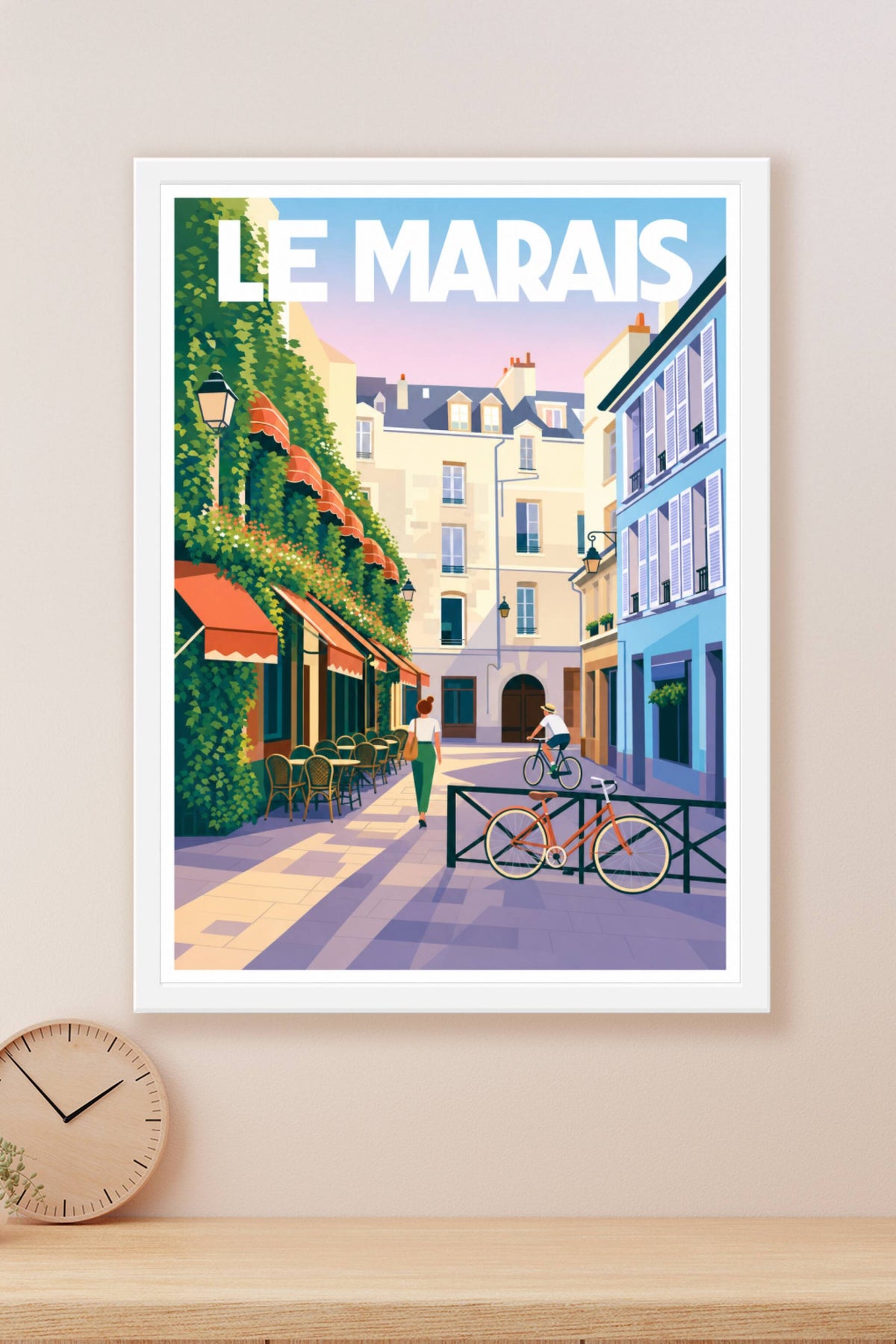 Affiche du Marais, poster ruelle fleurie