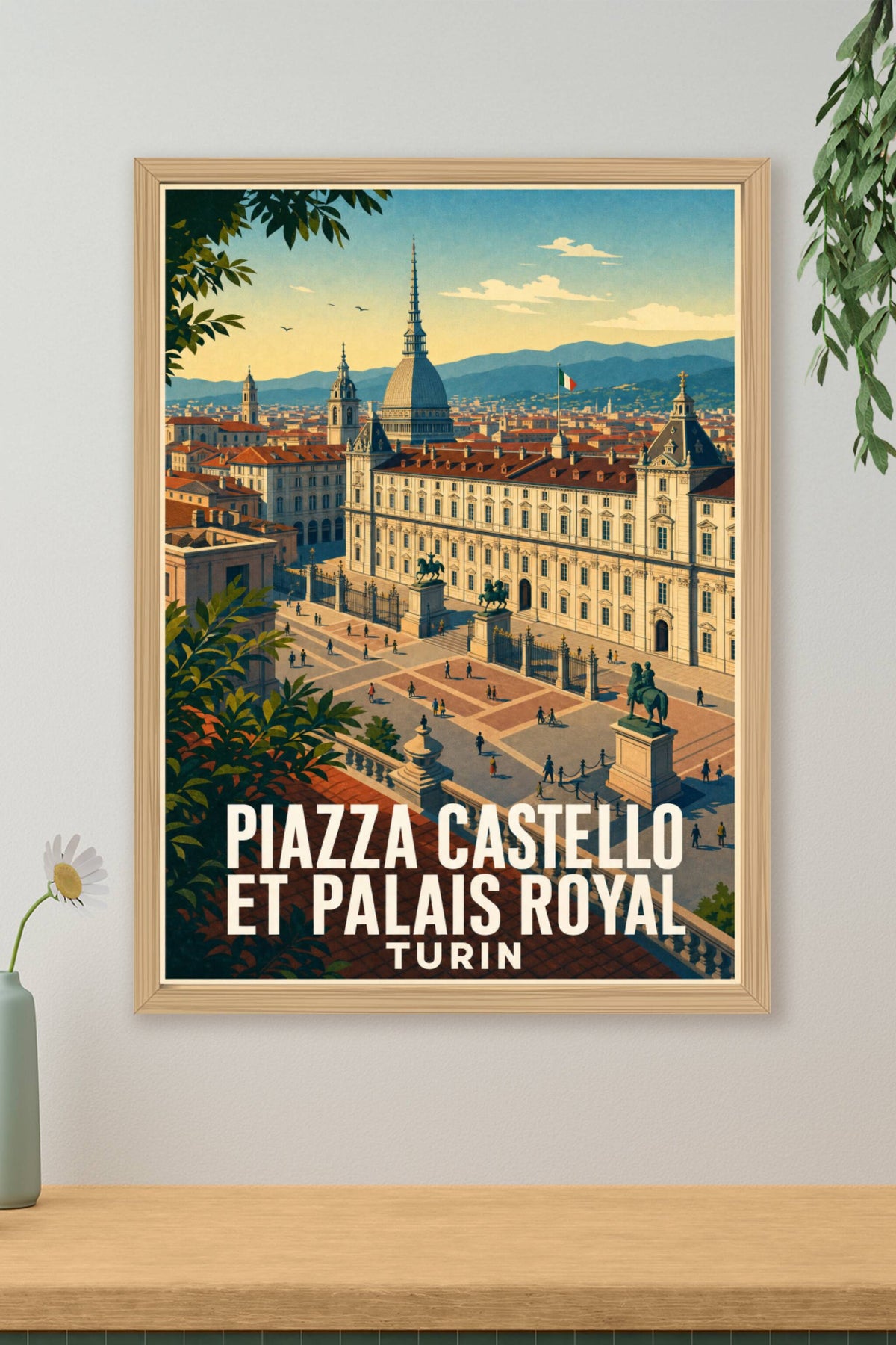 Affiche de Turin, Piazza Castello et Palais Royal